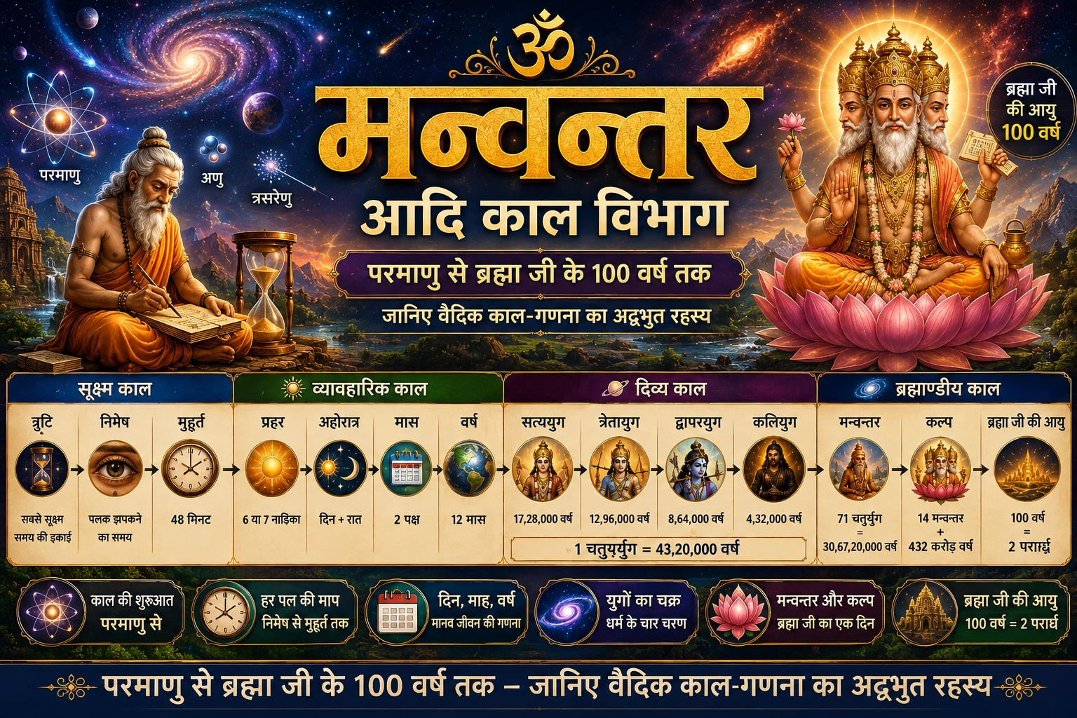 मन्वन्तर आदि काल विभाग - परमाणु से ब्रह्मा तक